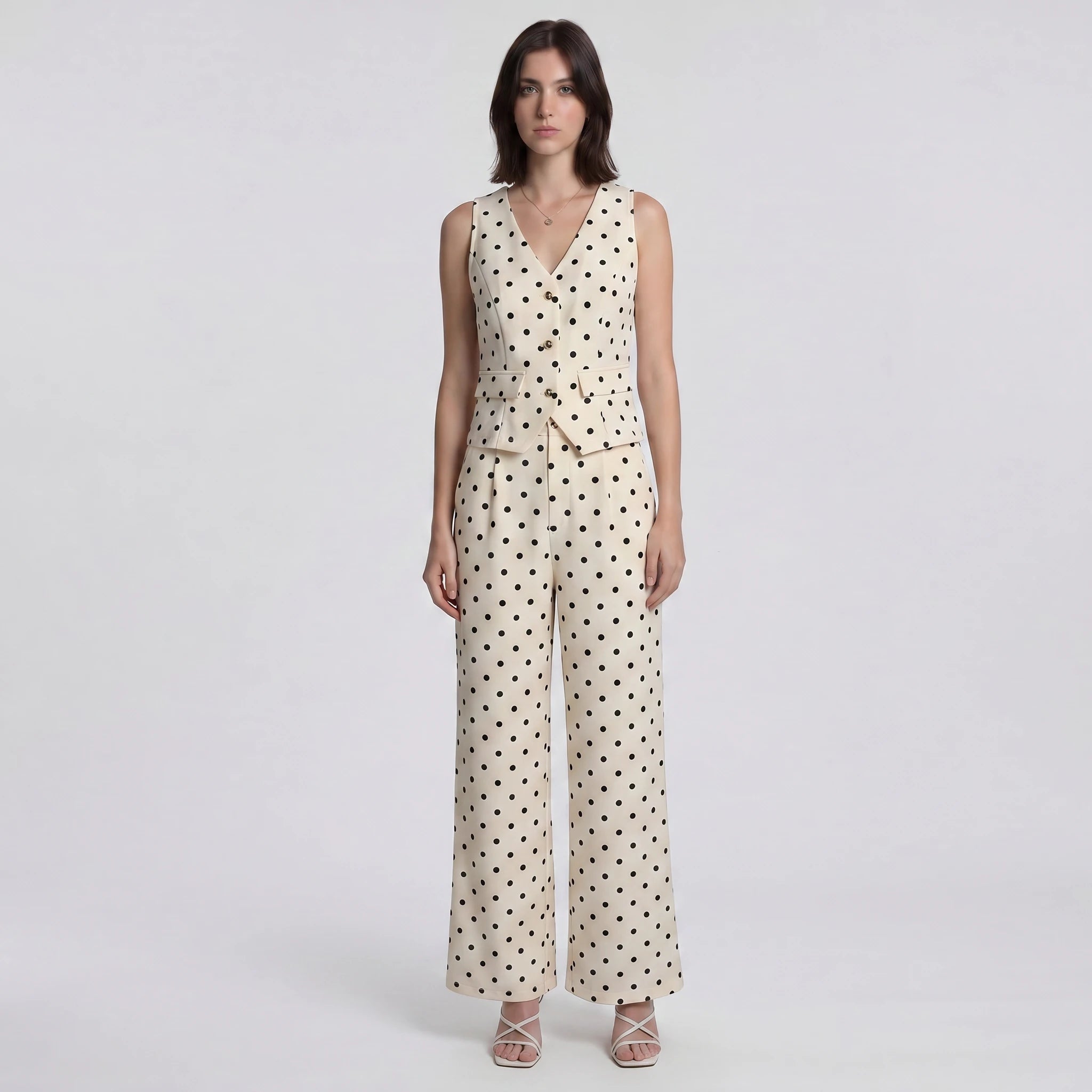 Polka Dot Vest Pants Set WHD0605109-S-260402