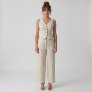 Linen-Look Vest Pants Set WHD0605110-S-250821