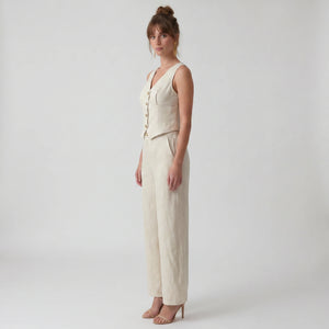 Linen-Look Vest Pants Set WHD0605110-S-250821