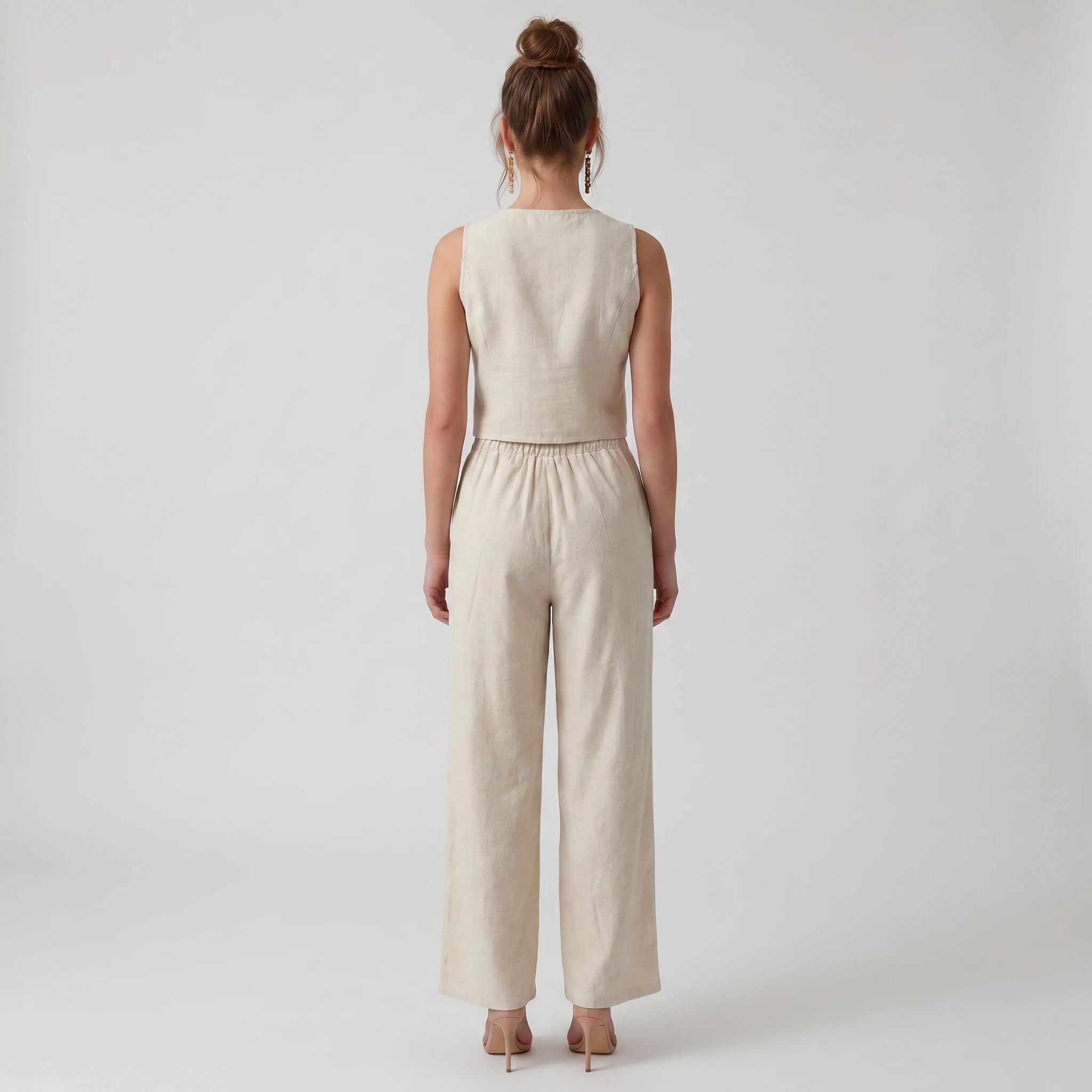 Linen-Look Vest Pants Set WHD0605110-S-250821