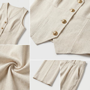 Linen-Look Vest Pants Set WHD0605110-S-250821