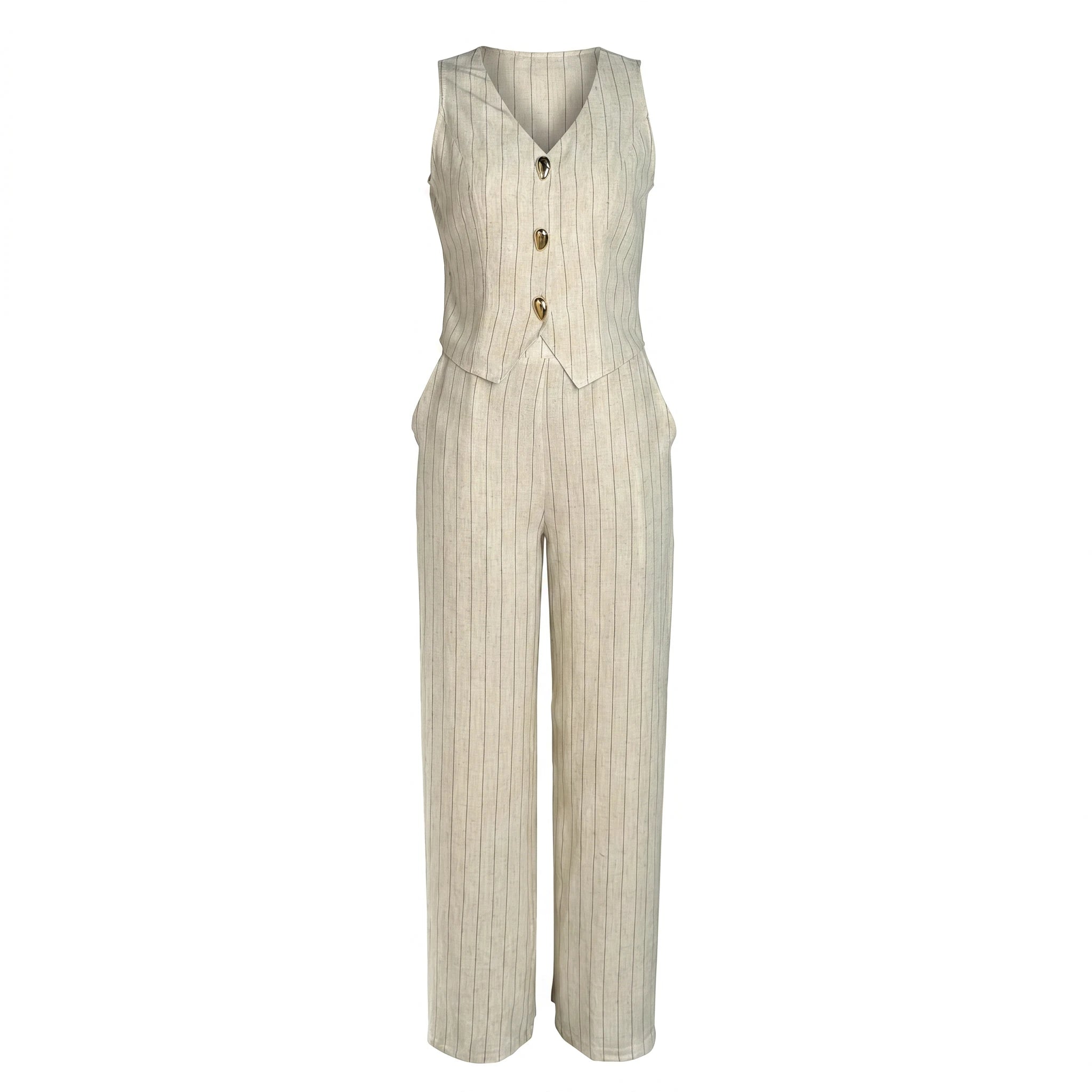 Pinstripe Vest Pants Set WHD0605111--250840