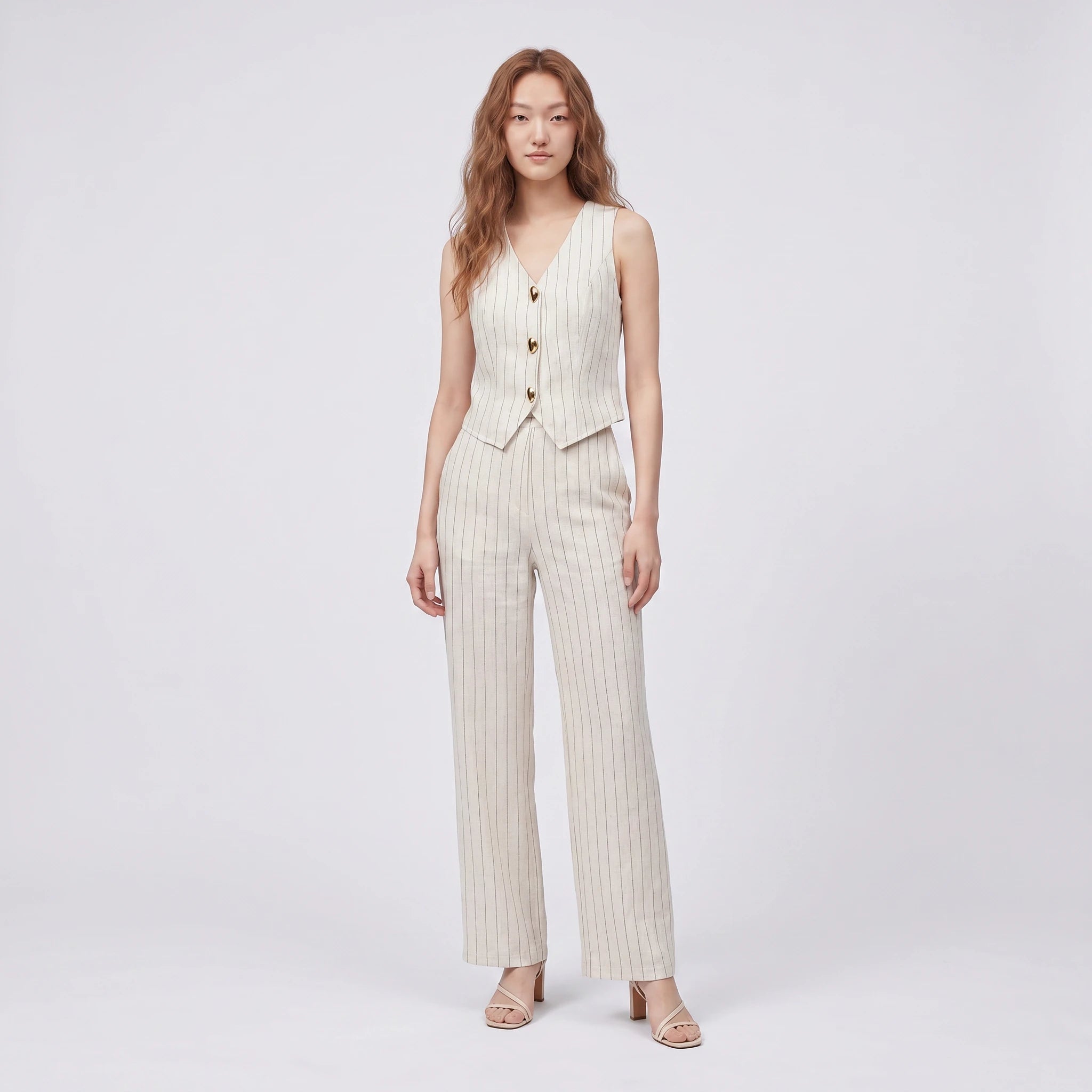 Pinstripe Vest Pants Set WHD0605111--250840