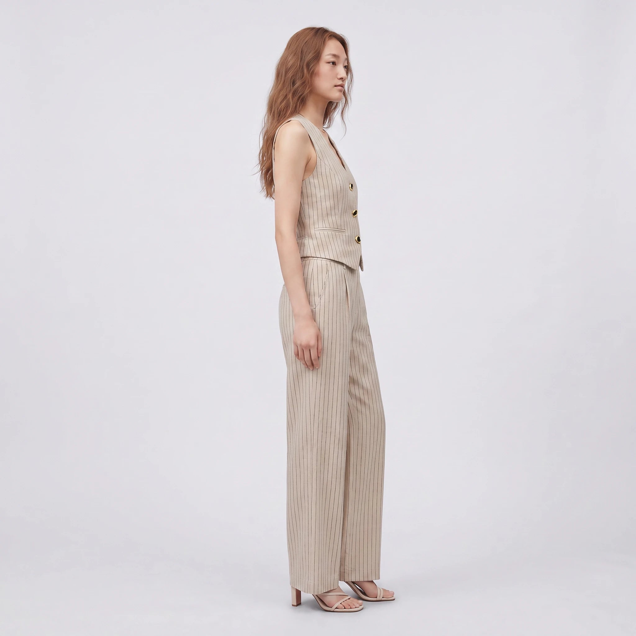 Pinstripe Vest Pants Set WHD0605111--250840