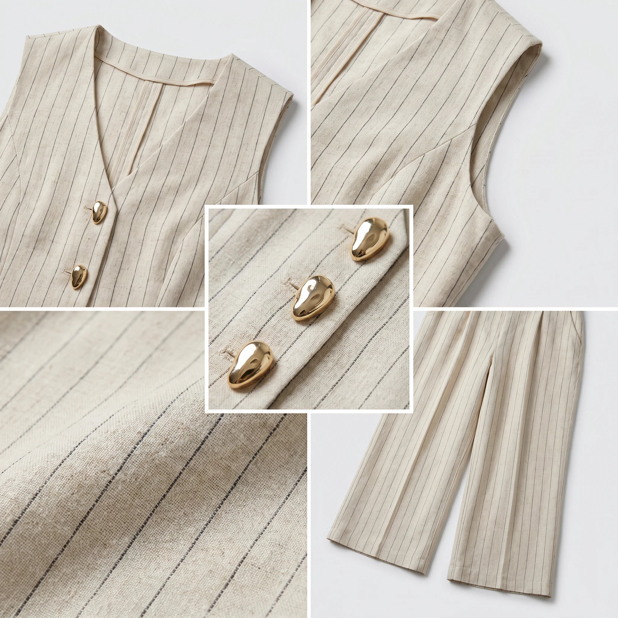 Pinstripe Vest Pants Set WHD0605111--250840