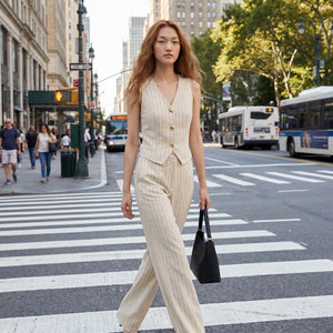 Pinstripe Vest Pants Set WHD0605111--250840