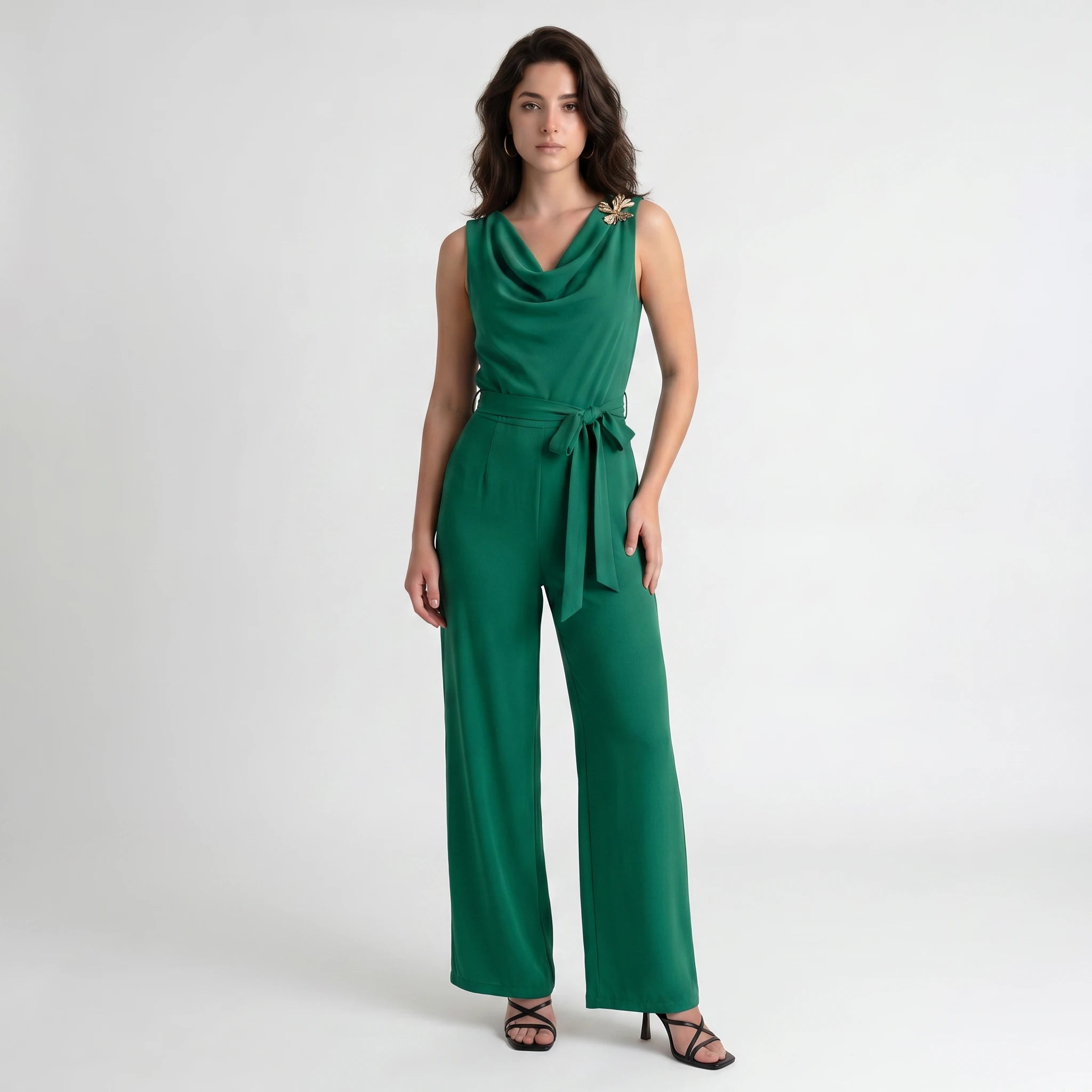Draped Belted Wide Leg Jumpsuit WHD0605115-S-2603160