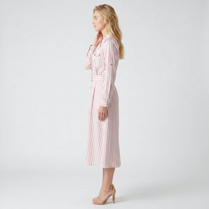 Striped Belted Shirt Dress WHD0605116-S-260390