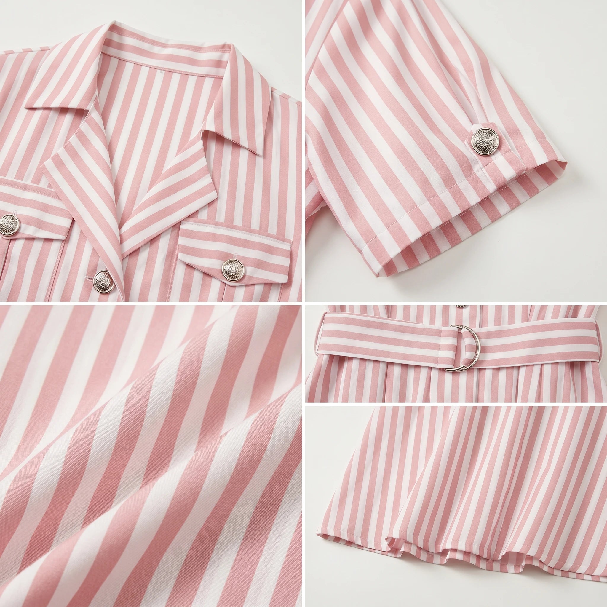 Striped Belted Shirt Dress WHD0605116-S-260390