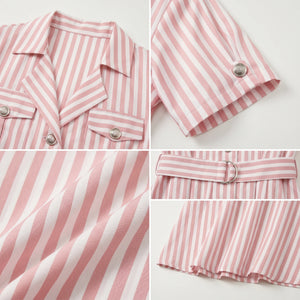 Striped Belted Shirt Dress WHD0605116-S-260390