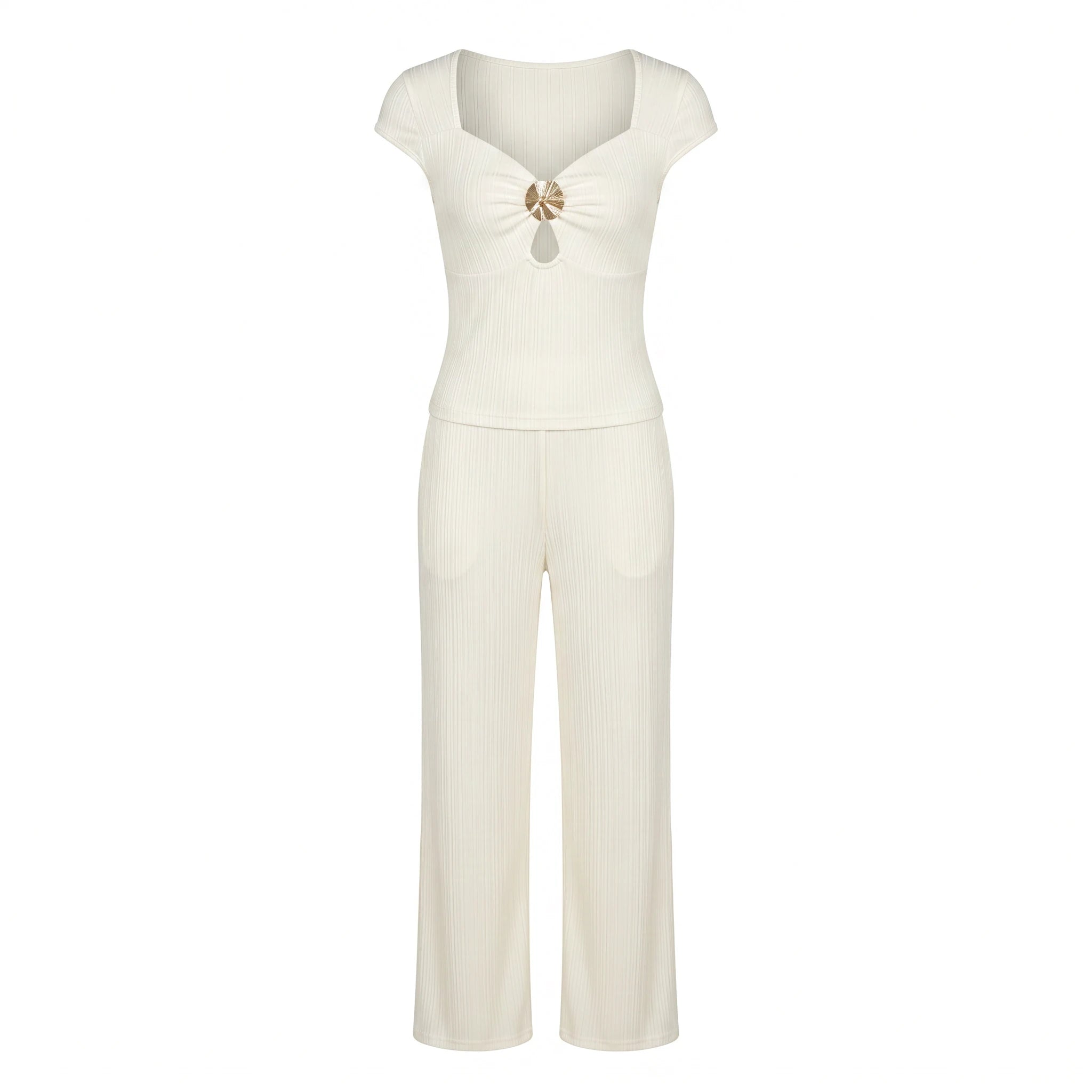 Ribbed Keyhole Wide Leg Jumpsuit WHD0605119-S-2603110