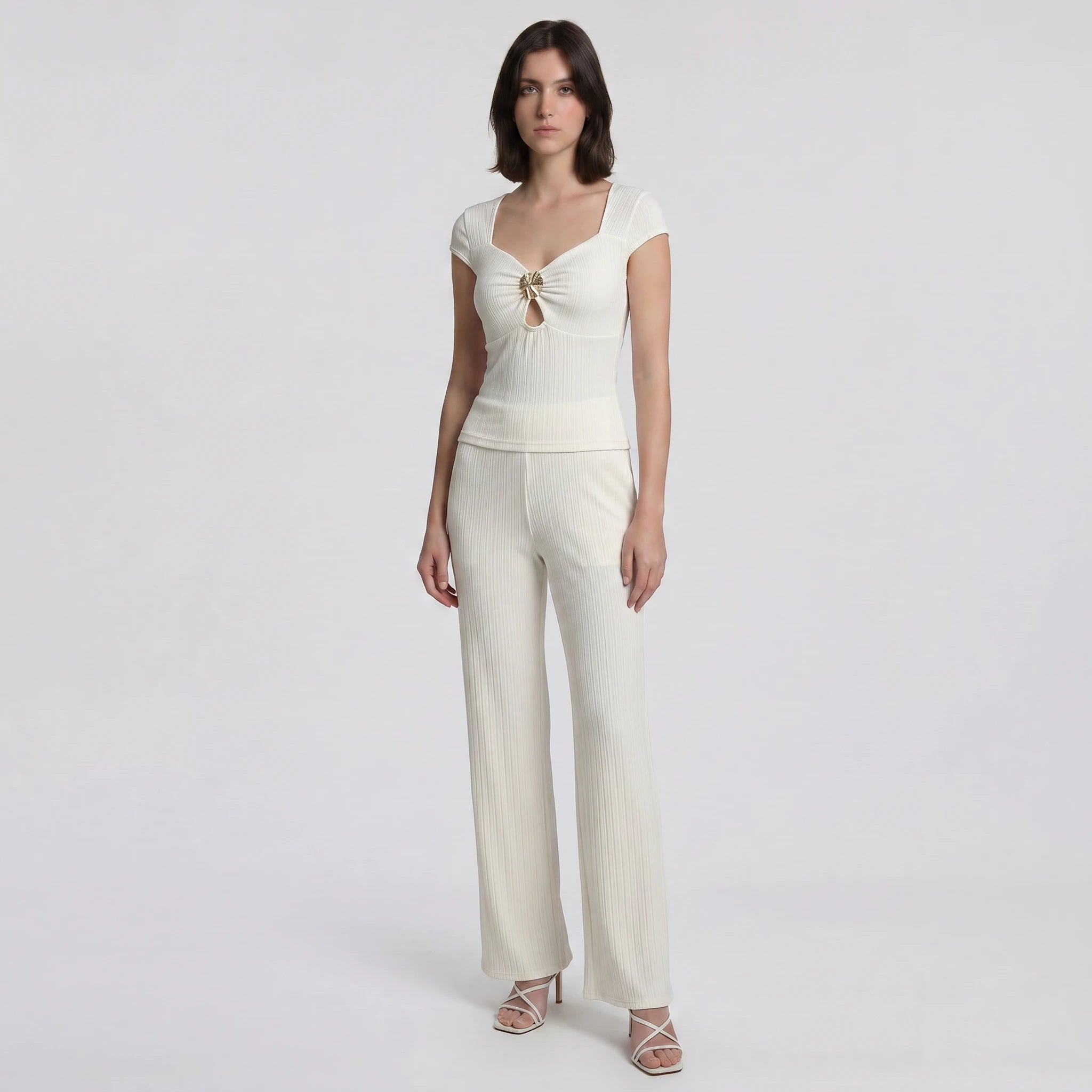 Ribbed Keyhole Wide Leg Jumpsuit WHD0605119-S-2603110