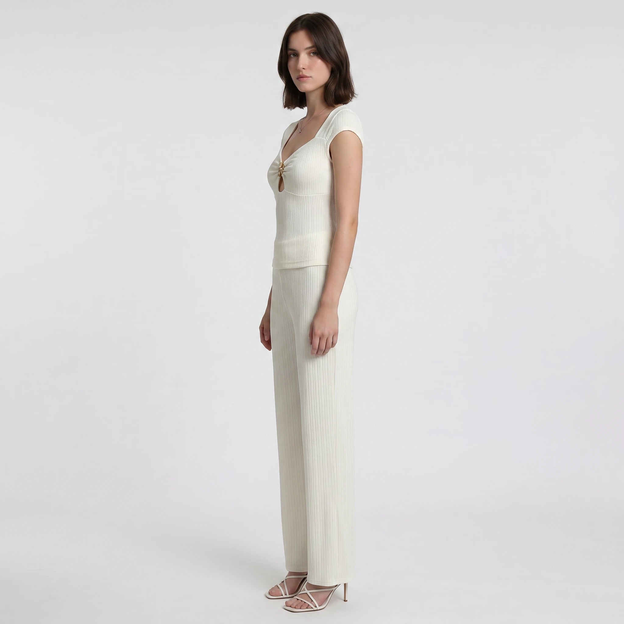 Ribbed Keyhole Wide Leg Jumpsuit WHD0605119-S-2603110