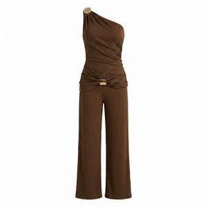 One Shoulder Ribbed Jumpsuit WHD0605120-S-2603111