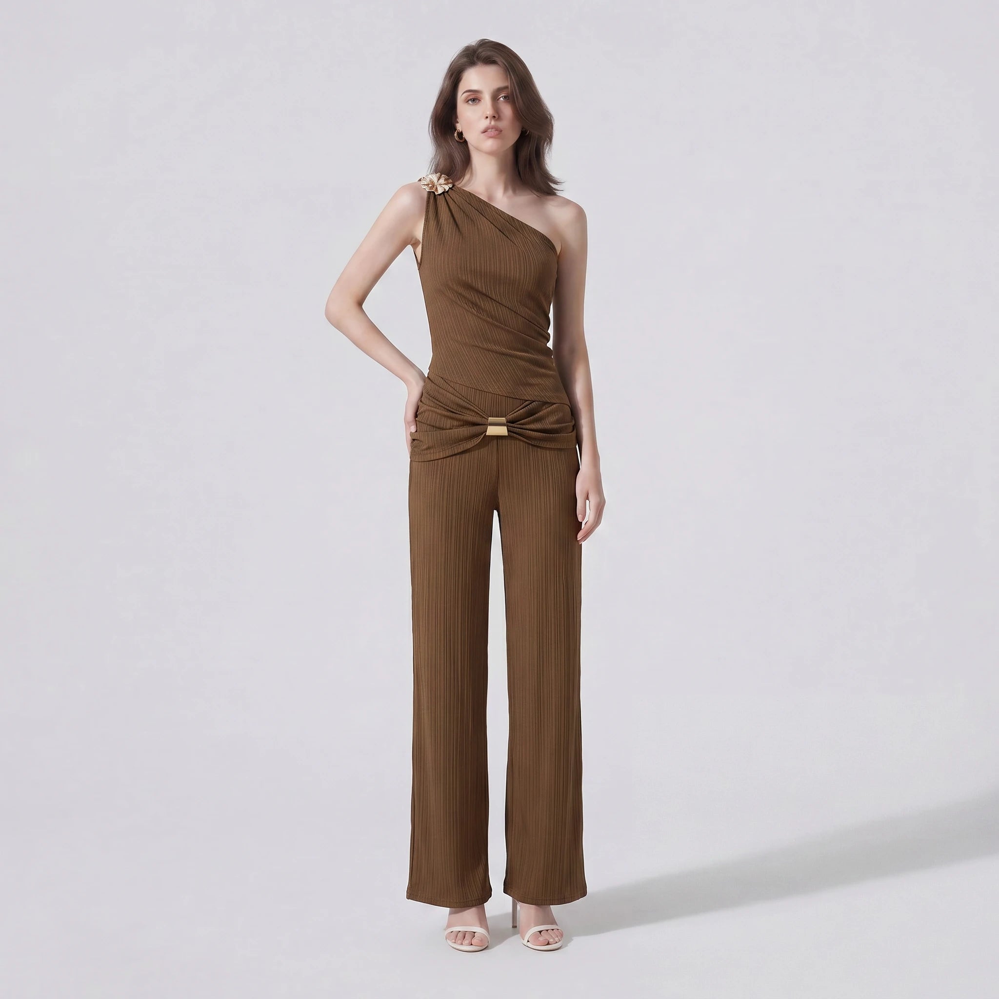 One Shoulder Ribbed Jumpsuit WHD0605120-S-2603111