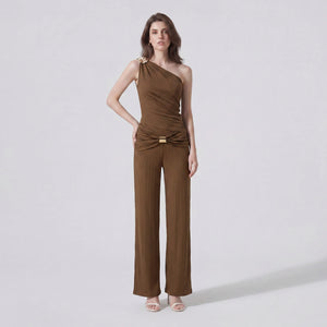 One Shoulder Ribbed Jumpsuit WHD0605120-S-2603111