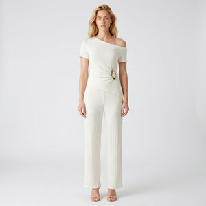 Asymmetric Ribbed Wide Leg Set WHD0605121-S-2603112