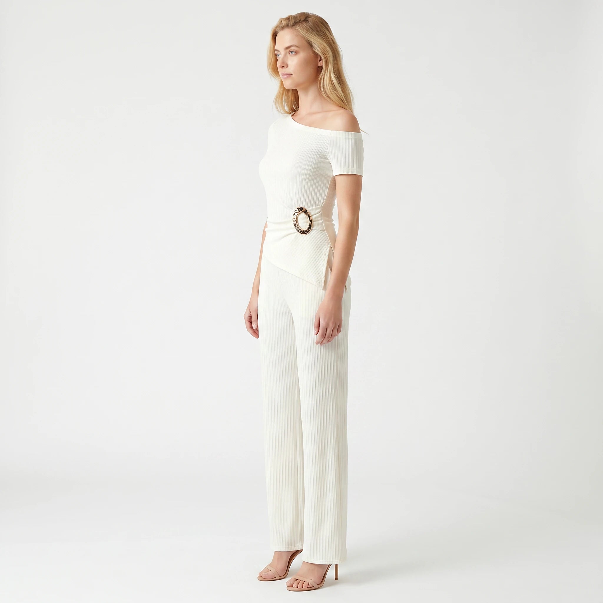 Asymmetric Ribbed Wide Leg Set WHD0605121-S-2603112
