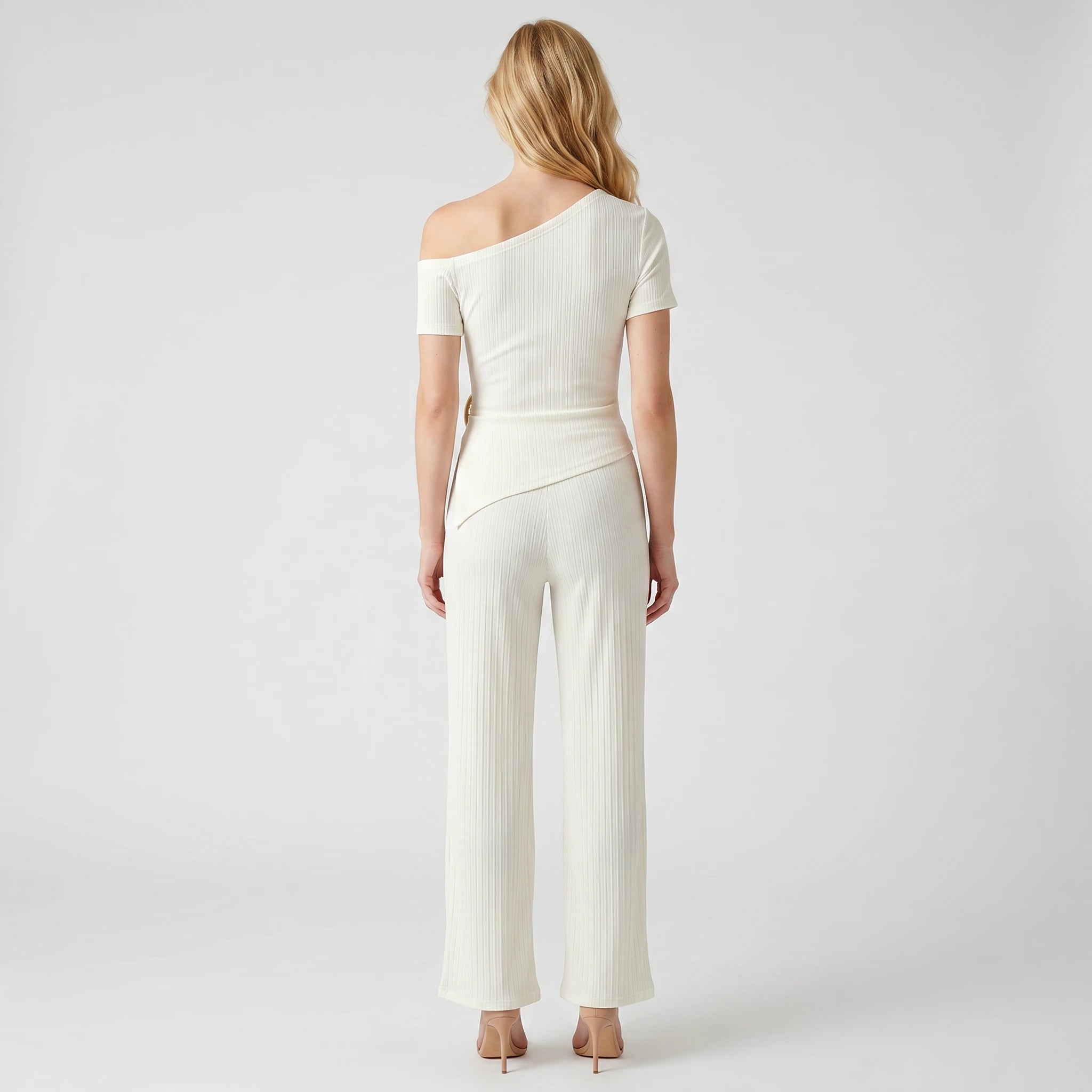 Asymmetric Ribbed Wide Leg Set WHD0605121-S-2603112