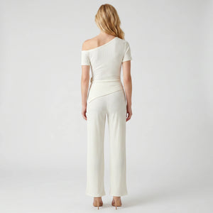 Asymmetric Ribbed Wide Leg Set WHD0605121-S-2603112