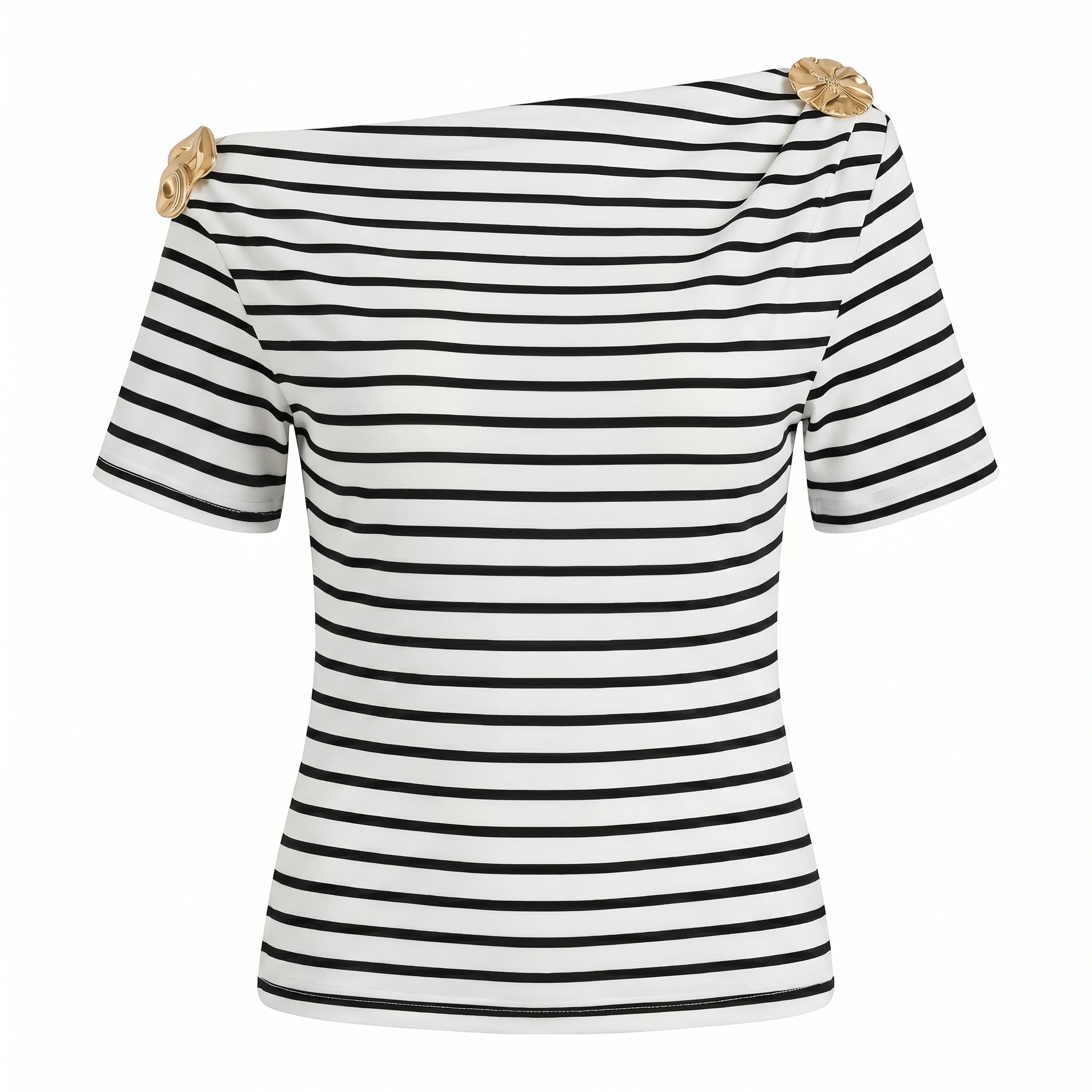 Striped Hardware Shoulder Top WHD0605127-S-2601272