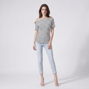 Striped Hardware Shoulder Top WHD0605127-S-2601272