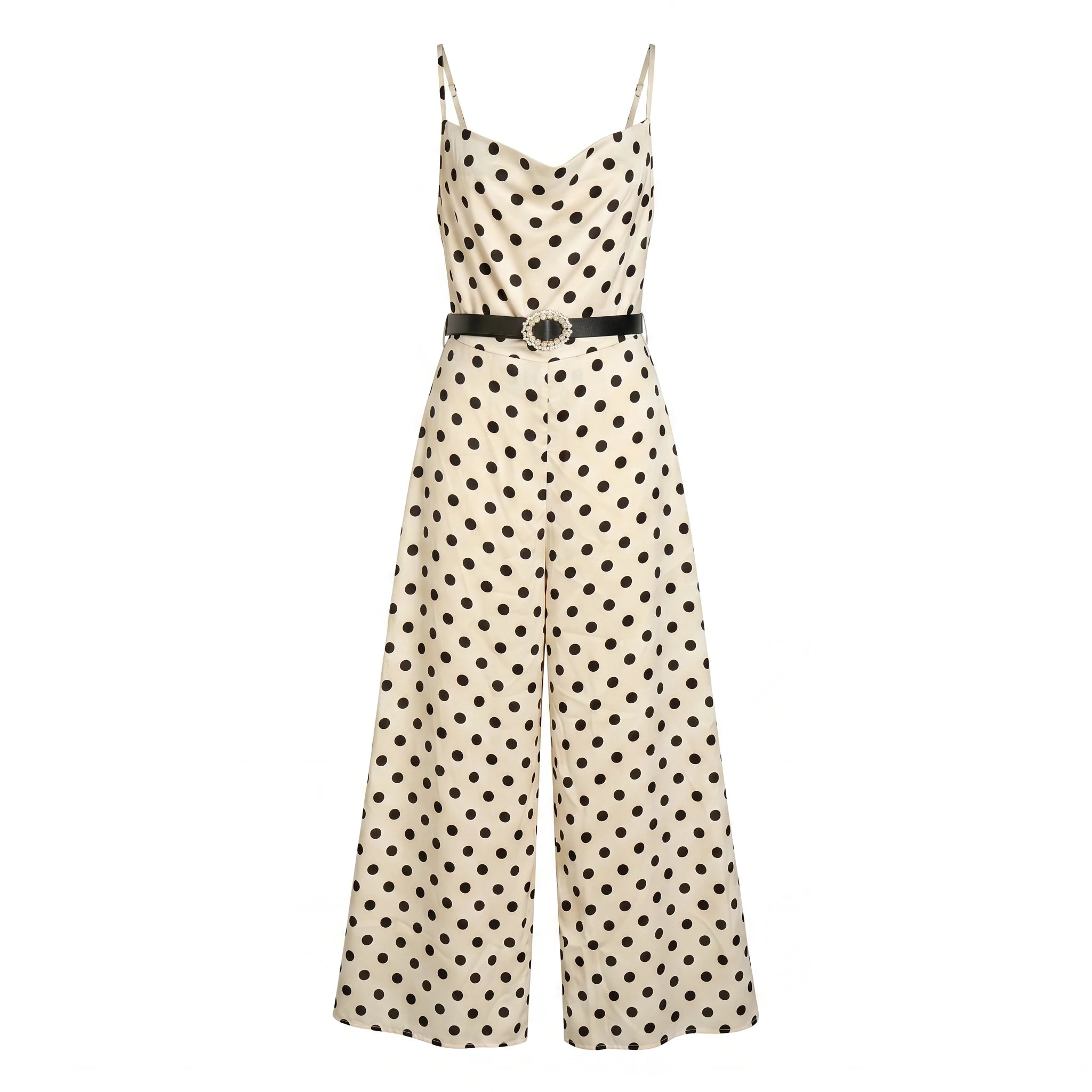 Polka Dot Belted Jumpsuit WHD0605128-S-250936