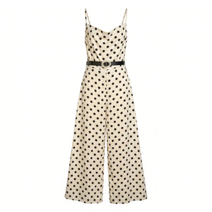 Polka Dot Belted Jumpsuit WHD0605128-S-250936