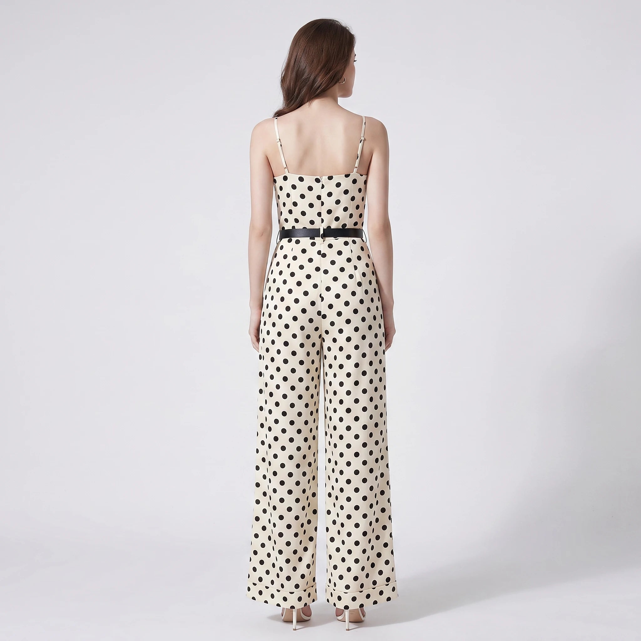 Polka Dot Belted Jumpsuit WHD0605128-S-250936