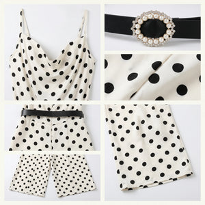 Polka Dot Belted Jumpsuit WHD0605128-S-250936