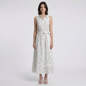 Polka Dot Tie-Waist Maxi Dress WHD0605129-S-250945