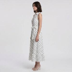 Polka Dot Tie-Waist Maxi Dress WHD0605129-S-250945