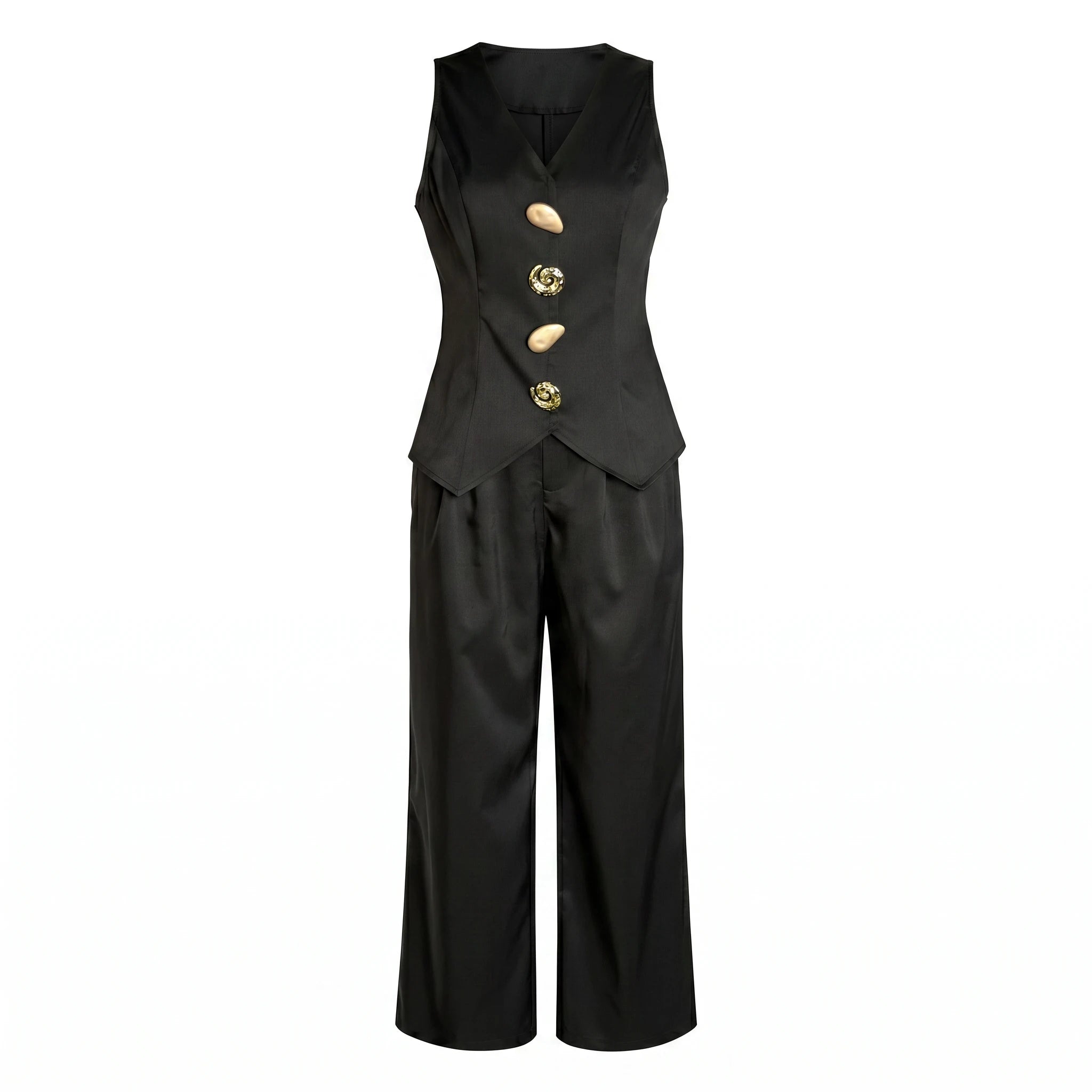 Button Detail Vest Pant Set WHD0605130-S-250832