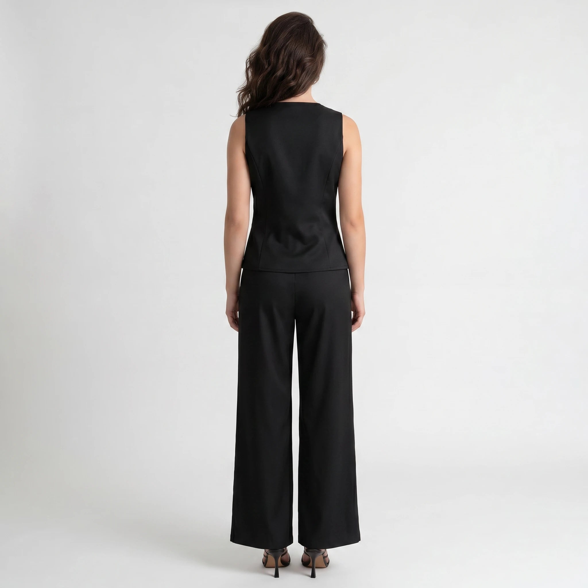 Button Detail Vest Pant Set WHD0605130-S-250832