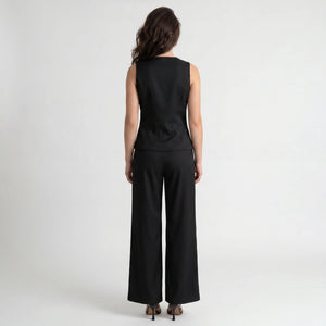 Button Detail Vest Pant Set WHD0605130-S-250832