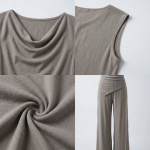 Cowl Neck Wide Leg Set WHD0605132-S-260313