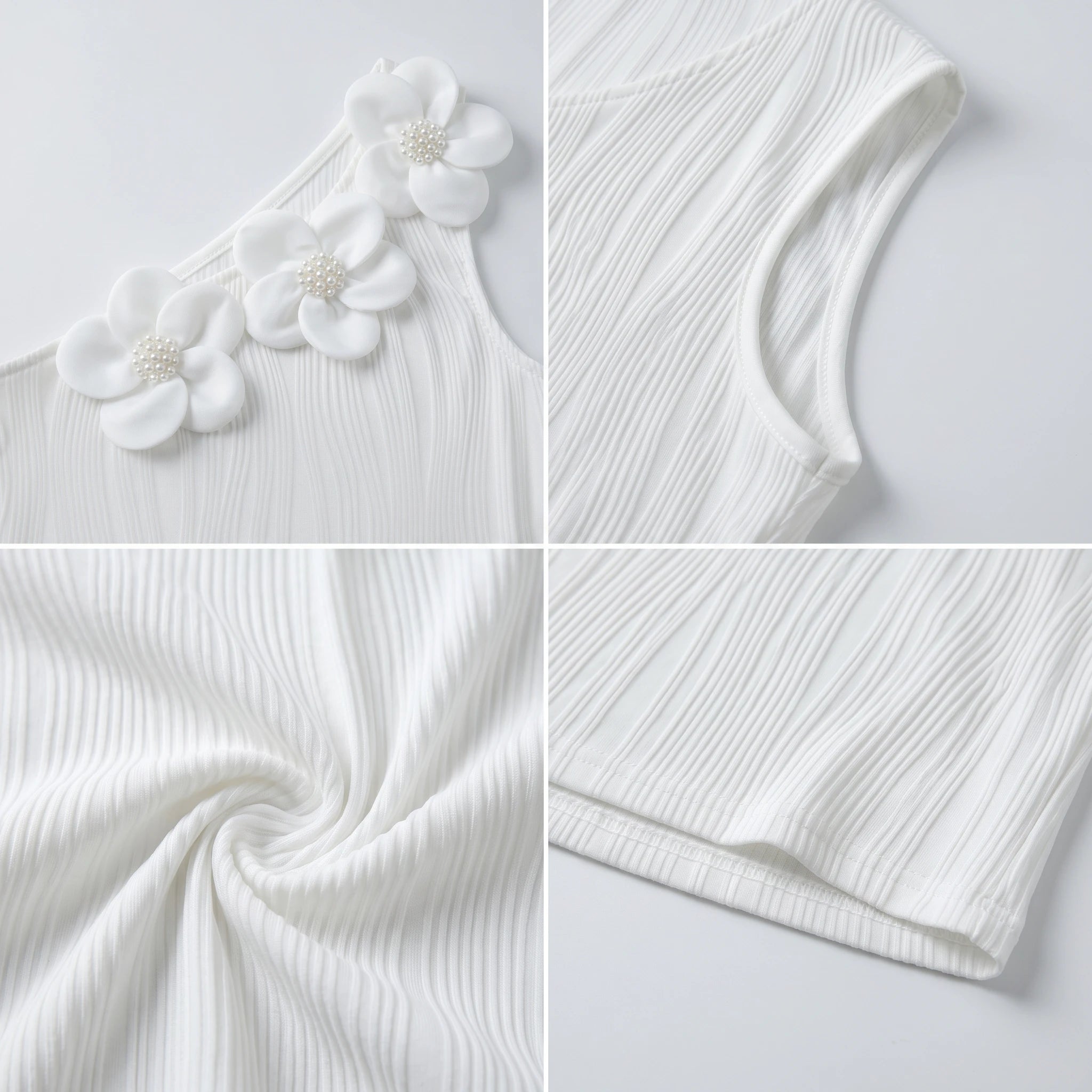 Floral One-Shoulder Ribbed Top WHD0605137-S-240937