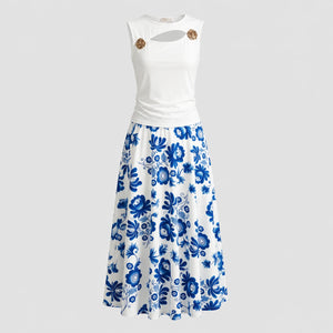 Cutout Floral Skirt Set WHD0605141-LF2552