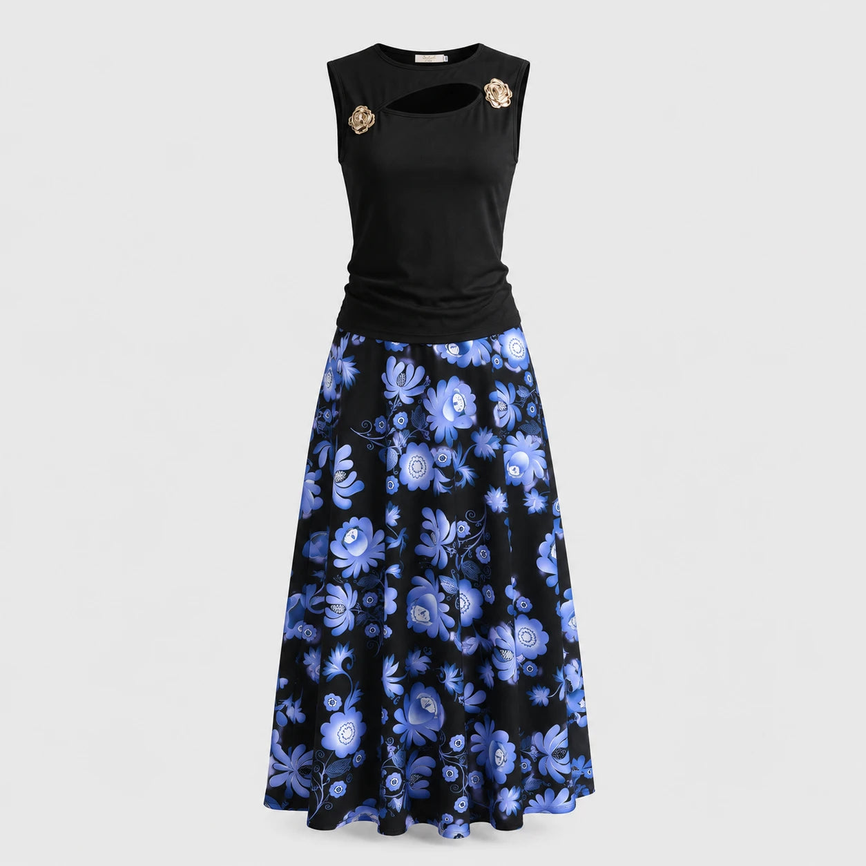 Cutout Floral Skirt Set WHD0605141-LF2552