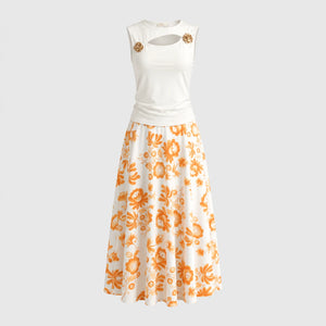 Cutout Floral Skirt Set WHD0605141-LF2552