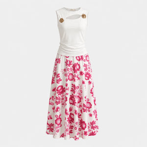 Cutout Floral Skirt Set WHD0605141-LF2552