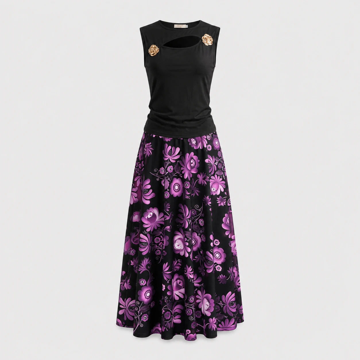 Cutout Floral Skirt Set WHD0605141-LF2552