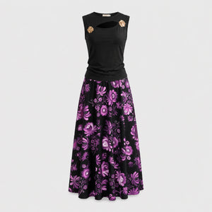 Cutout Floral Skirt Set WHD0605141-LF2552