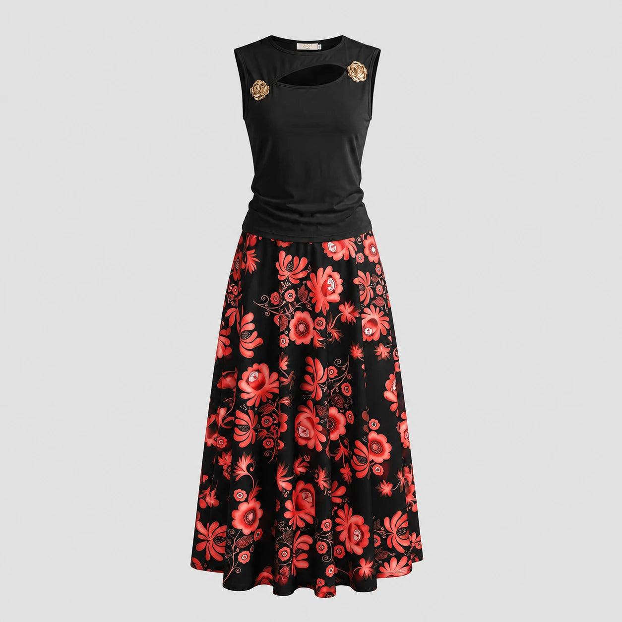 Cutout Floral Skirt Set WHD0605141-LF2552