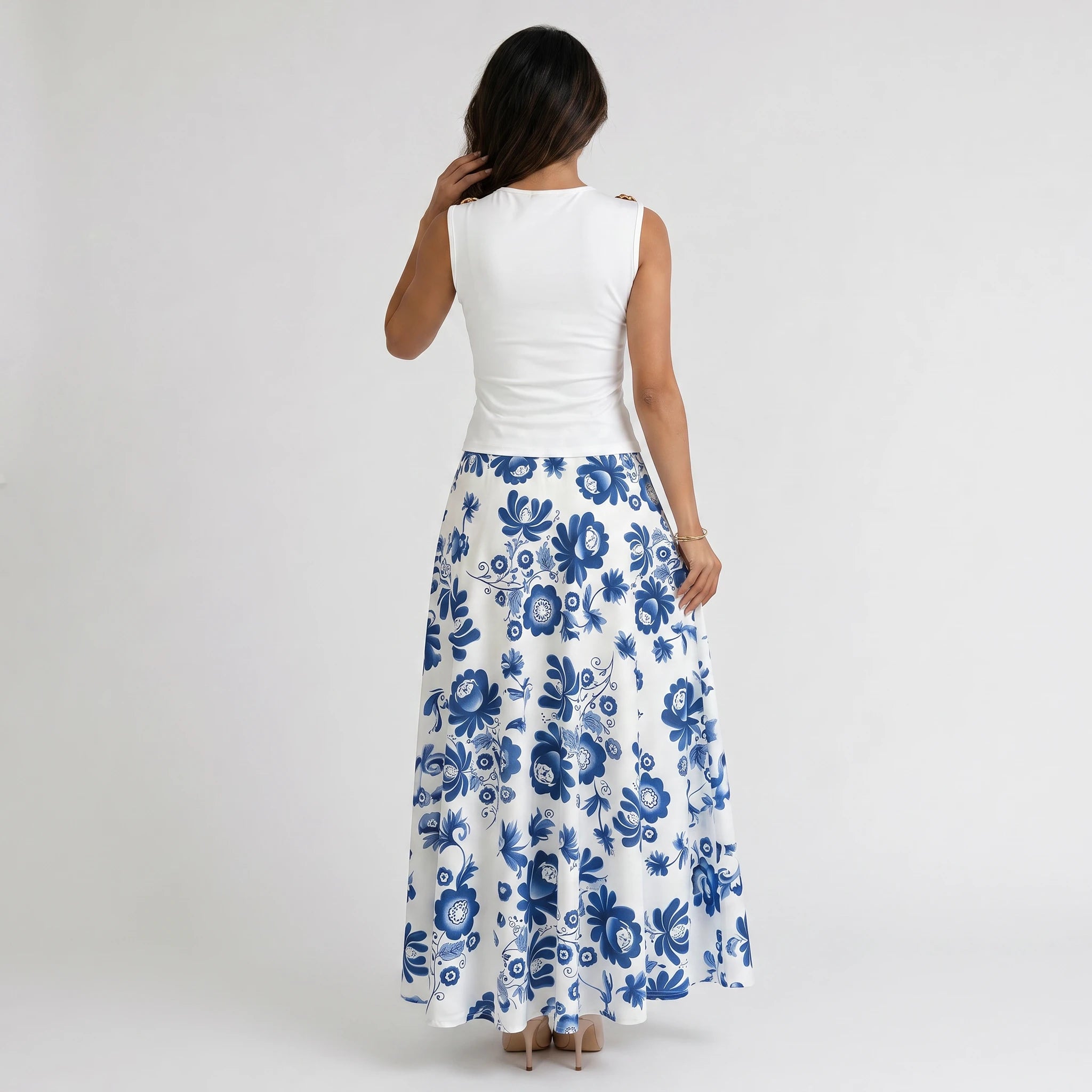Cutout Floral Skirt Set WHD0605141-LF2552