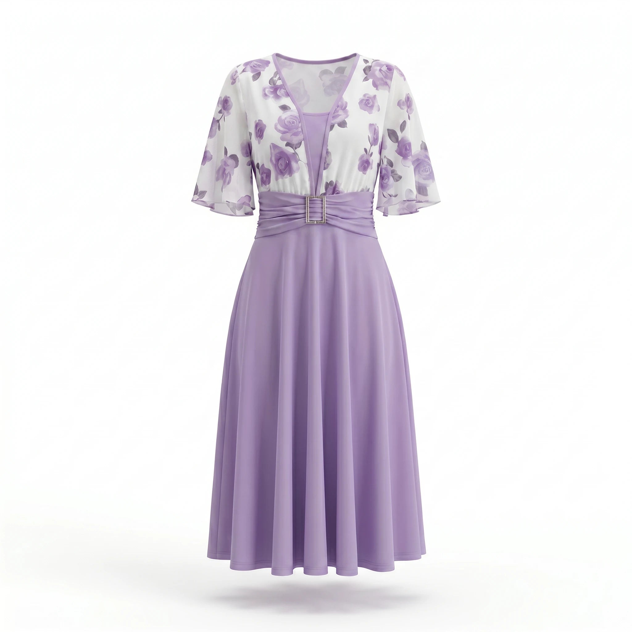 Floral Buckle Midi Dress WHD0605143-LF2546