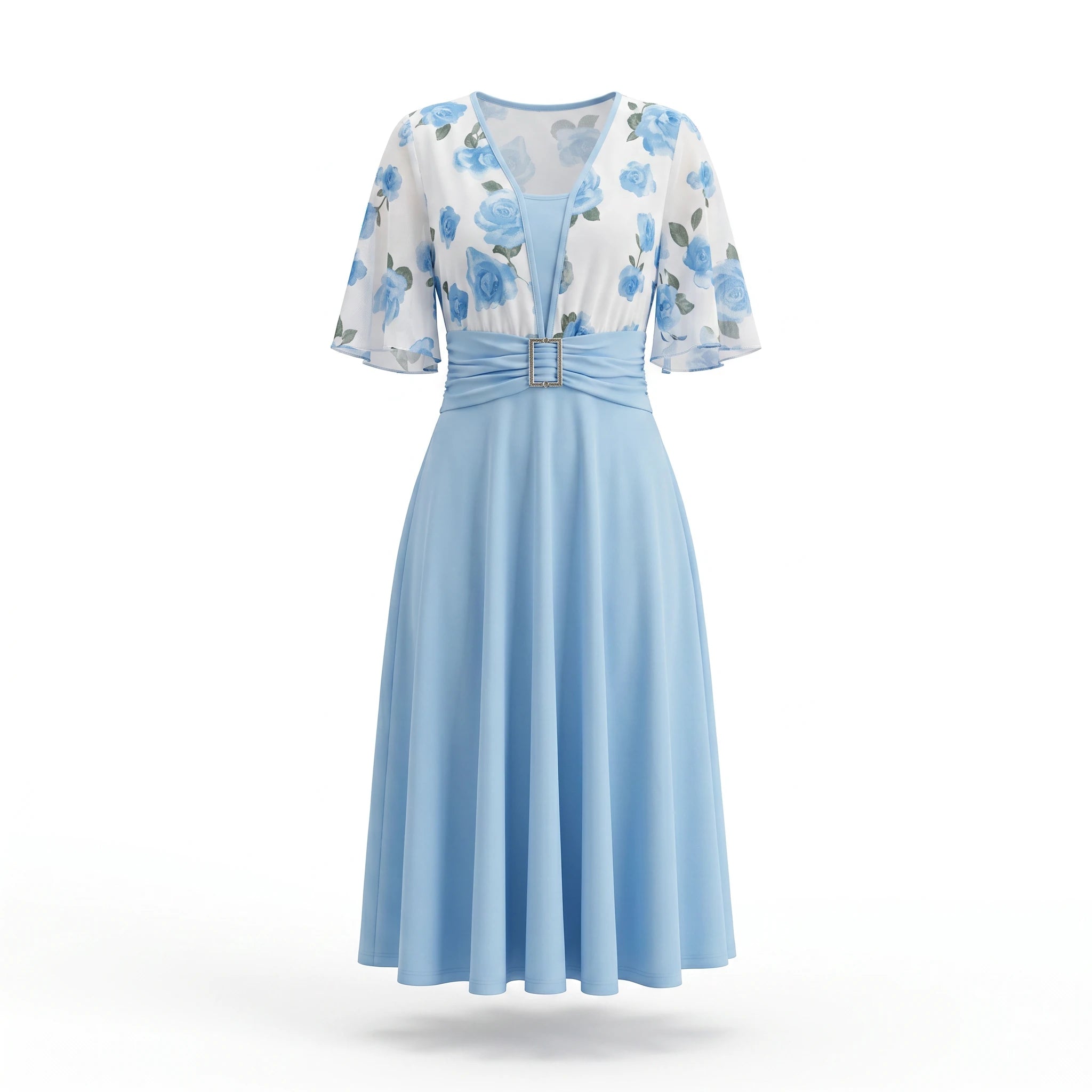 Floral Buckle Midi Dress WHD0605143-LF2546