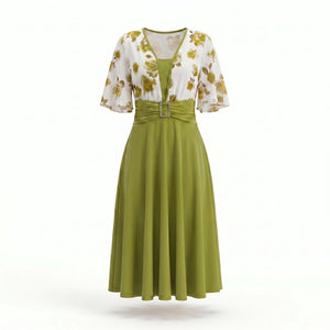 Floral Buckle Midi Dress WHD0605143-LF2546