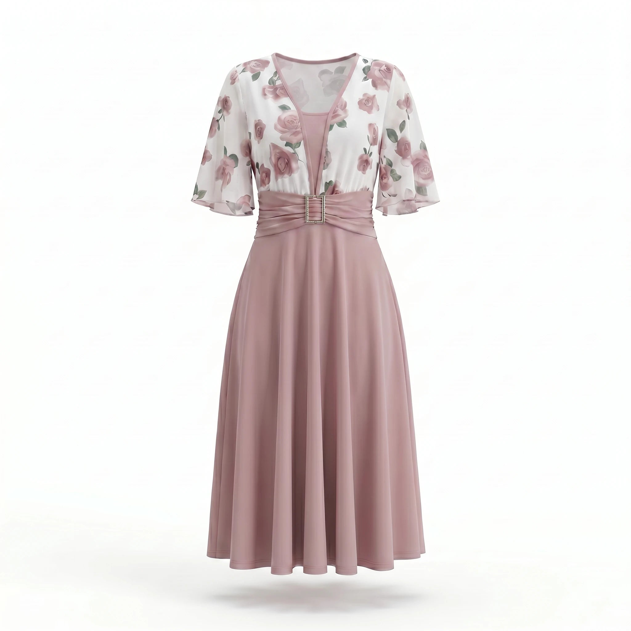 Floral Buckle Midi Dress WHD0605143-LF2546
