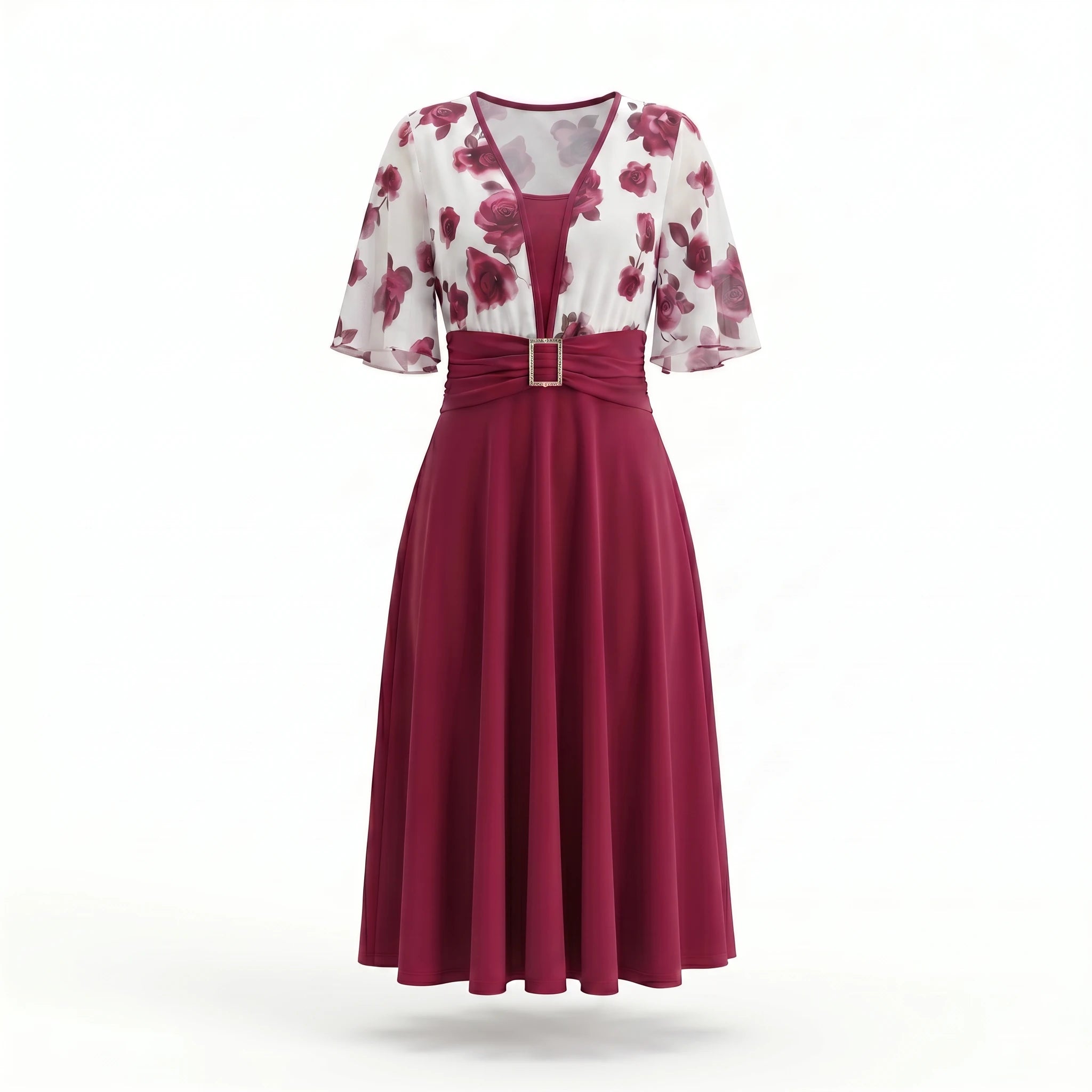 Floral Buckle Midi Dress WHD0605143-LF2546